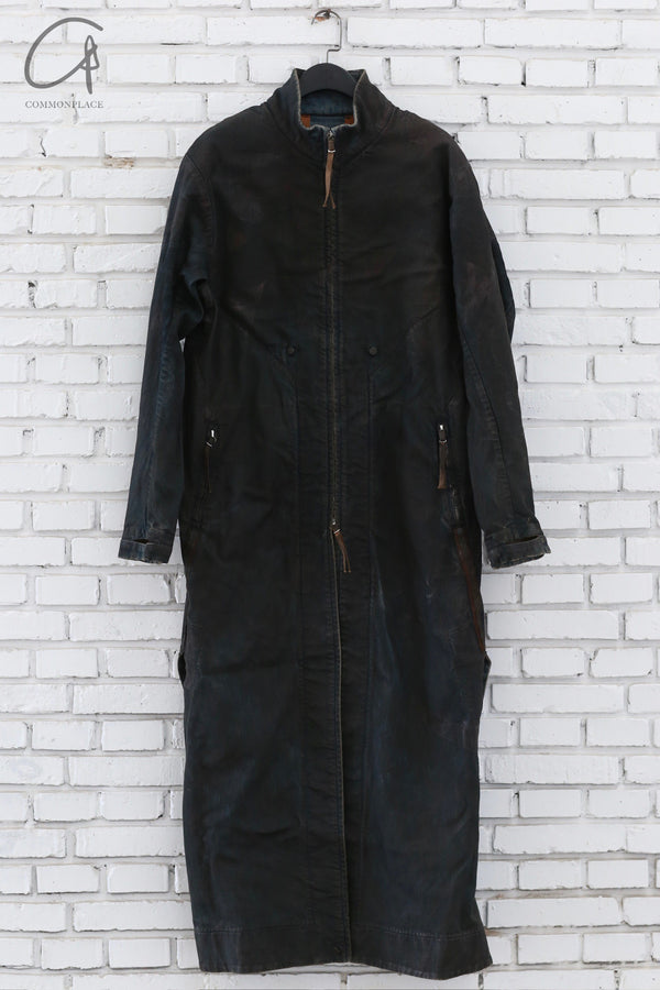 Boris Bidjan Saberi 24 autumn and winter mid-length multi-wear French coat trench coat craftsman German COAT1.D-FKU10002-DIRTY DENIM